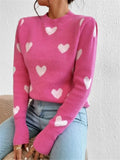 And Winter New Heart Pattern Loose Round Collar Knitting Jacket