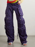 2025 New Street Overalls Wind Multi-Pocket Jeans High Waist Versatile Show Thin Straight Pants