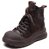 Cowhedular Retro Martin Boots Women 2025 Autumn And Winter New Set Of Leisure Short Boots With Round Head High-Top