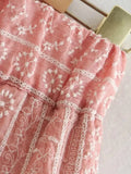 Pink Shorts Set Woman 2 Pieces Summer Embroidery High Waist Bermuda Shorts And Top Set Vacation Outfits For Women 2025 211-1-Outfit
