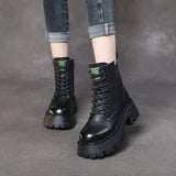 Head Layer Of Cow Skin Thick And Thick Bottomed Pine Cake Boots Handsome British Style Retro Martin Boots Women Height