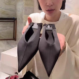 New Heel Satin Head Leather Tip Flat Shoes Korean Version Of Silk Satin Muller Single Shoes Women
