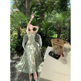 Zingj Break Broken Flower Condole Belt Dress Female Waist Show Thin Temperament Senior Feeling Hot Girl Long