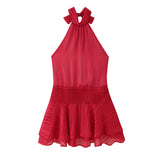 ZA Summer New Temperament Elegant Belt Dress Waist