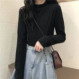 Zingj Velvet Half High Collar Bottom Shirt Women's Autumn 2024 New Interior With White Long-Sleeved T-Shirt Women's Chic Student