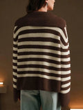 2025 New Fashion Stripe Jersey Casual Loose Long-Sleeved Women's