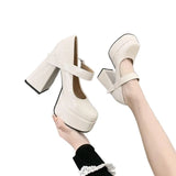 Not Tired Heel Women Coarse Heel French Mary Jane Small Leather Shoes Waterproof Table Heel Patent Leather Single