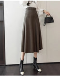 Leather Skirt Female 2025 Autumn / Winter New Large Pendulum Leather Skirt High Waist Long Skirt A Word Skirt Cover Crotch Show