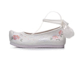 Zingj Shoes Hanfu Shoes Single Shoes / Cotton Shoes Hanging Wool Ball Embroidered Cloth Shoes Women's Shoes Warped Head Shoes Wedding
