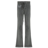 Zingj Wind Y2K Retro Hot Diamond Velvet Micro La Pants Autumn And Winter New Simple Basic All-Match Casual