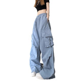 Zingj Pants Female Summer 2024 New Straight Leg Drop Feeling Wide Leg Cargo Pants High Waist Show Slim