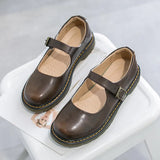 Leather Shoes Women Retro Women 2025 Spring College Wind Flat-Soles Retro Shoes Students Literary Style