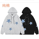 Zingj Retro Star Paste Cloth Hoodie Sweater Winter Loose Casual Men And Women Couples Cardigan