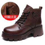 Kraft With Martin Boots Girl Autumn And Winter Leather Two Cotton Boots Children Thick And Loose Cake Single Boots Retro