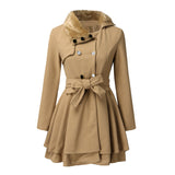 Women's Belt Repair Long Hair, Coat Skirt With Wool Double Buckle