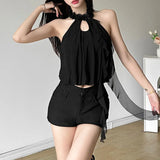 2024 Summer New Women's Clothing Niche Design Feeling Hanging Back Wave Decoration Small