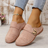 Bag Head Flat Bottom Leisure Half Slippers Women 2025 New Solid Color Slope And Metal Buckle Beach