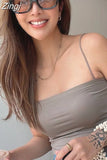Women Sleeveless Spaghetti Strap Sexy Elastic Fashion All-match Simple Solid Korean Style Skinny Girls Streetwear