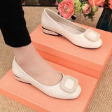 Bean Shoes Women 2025 Summer New Korean Version Of The Shallow Mouth Mother Single Shoes Low Heel Buckle Professional Foot Single