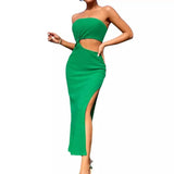 Zingj Women's Fashion Trend With Chest Empty Side Open Slit Kink Sexy