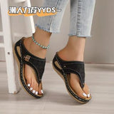 Flip Slippers Women Wear New Summer Fashion Casual Slope Heel Thick-Soled Beach Shoes