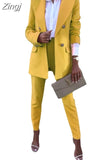 Piece Women Sets New Arrival Summer Autumn Matching Sets Solid Two Pieces Sets Top And Pants Suits Outfits Clothing