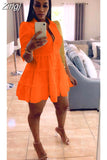Solid Ruffles Shirt Dress Women Streetwear Half Sleeve Buttons Up High Waist Mini Dress Summer Casual Party