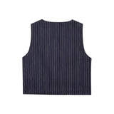 Women's Explosive Striped Linen-Blend Vest + Balloon Version Of Striped