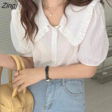 Women Lovely Ins Clothing Elegant Fashion Solid Straight Summer Young Ladies All-match Street Wear Korean Style
