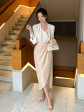 Xixi 2025 Spring New Temperament Commuting High Waist Half-Body Dress Design Packed Fishtail Dress