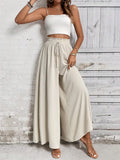 Spring And Summer New Loose Casual Women's Clothing Tight High Waist Tie With Broad Legs