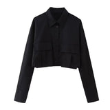New Women's ZAPOLO Collar Pocket Coated Short