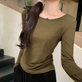 Basic T-Shirt With Bottomed T-Shirt Under Long Shoulder Sleeves New Style Thin Blouse In Spring And Autumn