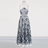 Seaside Holiday Wind Hanging Neck Dress 2025 Summer New Small Embroidery Collar Design Long Dress
