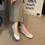 Single Shoes Women 2025 Spring New Low-Heeled Mary Jane Shoes Grandmother Shoes Soft Soles Of Shallow Bean Shoes