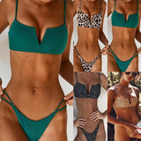 Zingj Explosion Bikini Big V Solid Colored Swimsuit Four-Color Hot