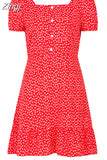2023 Women Dress Boho Floral Ruffle Short Mini Dress Summer Knot Sexy V-Neck Party Holiday Dress Femme vestido de