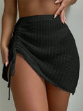 Holiday Skirt Knitted Hollow Ass Draw Rope Sexy Perspective Beach
