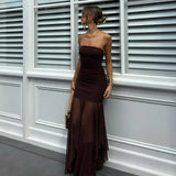 Women's Clothing 2025 Summer New Solid Color Sexy Sleeveless Mesh Splicing