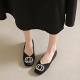 Water Drill Shallow Mouth Single Shoes Women's Head Flat-Soled Single Shoes Women's Spring New Folds Comfortable Soft Bean Bean