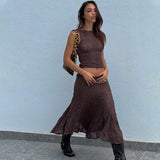 Zingj Summer New Fashion Temperament Casual Sexy Two-Piece Round Collar Short Vest