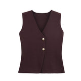 Women's New Button Knitted Vest Skirt 4192015