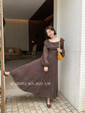 Xixi 13 Lines 2025 Autumn White Standard Temperament Lotus Leaf Side Sky Silk High Waist Long-Sleeved Dress Women