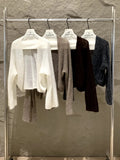Xixi 13 Lines 2025 Autumn Black Standard Korean Version Of Wool Knitted Cardigan