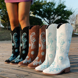 2025 Embroidered Coarse And Long-Sleet Women's Autumn And Winter New Fashion Knight Boots Embroidered Boots Women's