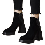 Autumn And Winter New Thick And Boots Waterproof Table Round Head High And Short Boots Coffee Color Martin Boots