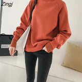 Womens 4XL Patchwork Thick Aesthetic Harajuku Loose Turtleneck Women Street Style Trendy Korean Fashion Simple