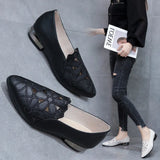 Zingj Shoes Women's Soft Leather 2023 New Hollow Out Breathable Embroidery Four Seasons Women's Mother Shoes Thick Heel Soft Sole Work