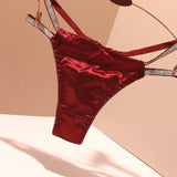 T-Shirts Without Trace Pure Cotton Crotch With Sexy Shiny Belt Bow Pure Desire Trousers