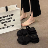 Women 2025 Summer New Black Lightweight Thick-Sed Thick-Heeled With Fashionable Wearing